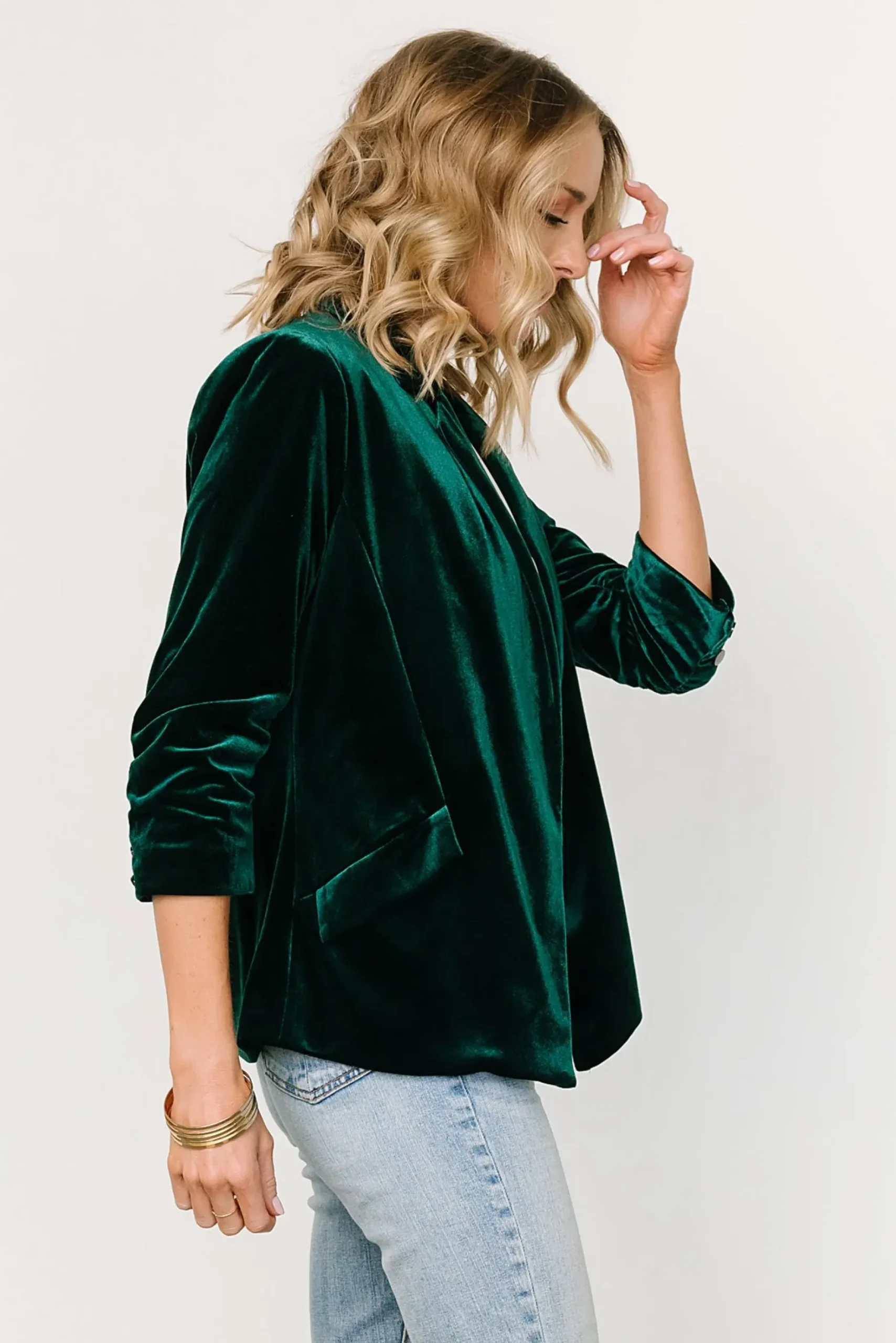 Baltic Born outerwear|Brinton Velvet Blazer | Dark Green