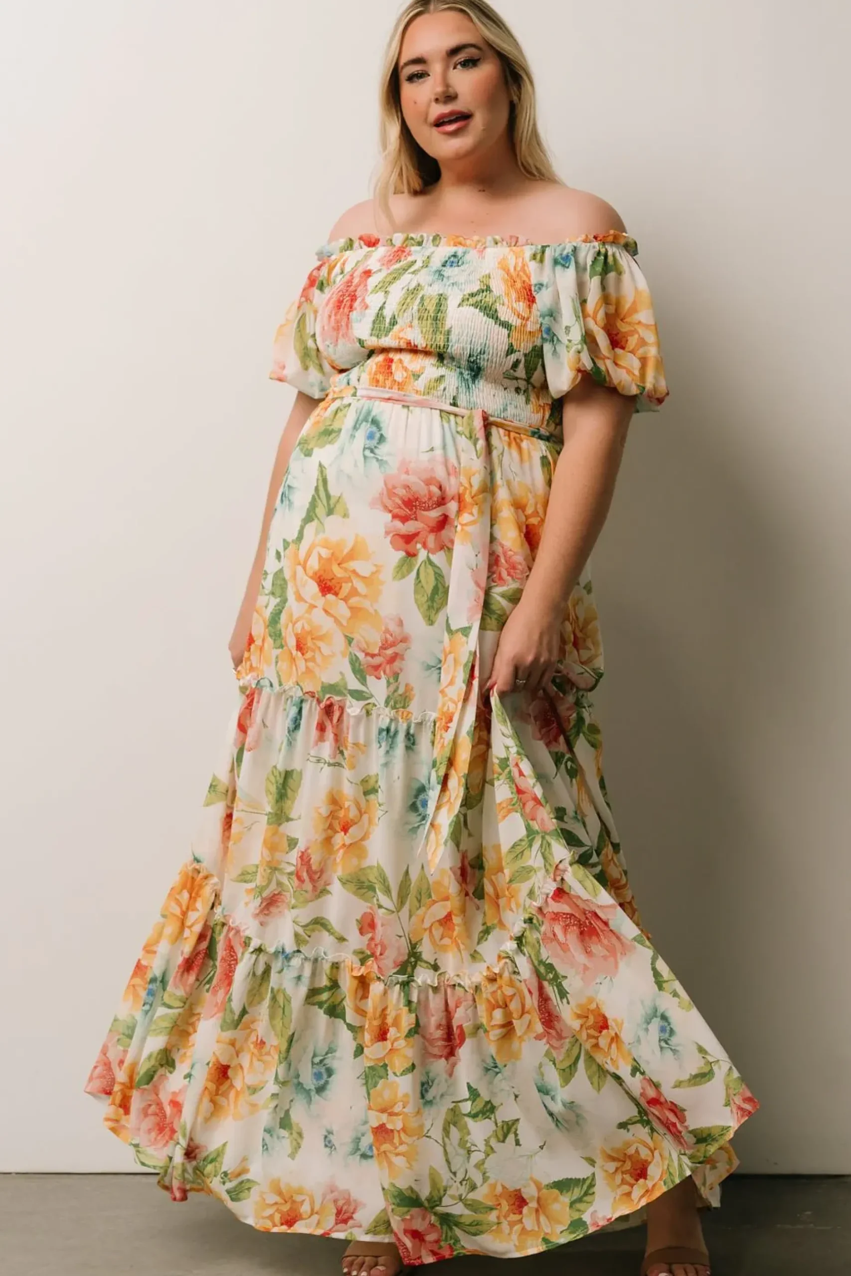 Baltic Born SALE|Britney Tiered Maxi Dress | Ivory Multi Floral