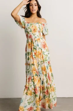 Baltic Born SALE|Britney Tiered Maxi Dress | Ivory Multi Floral