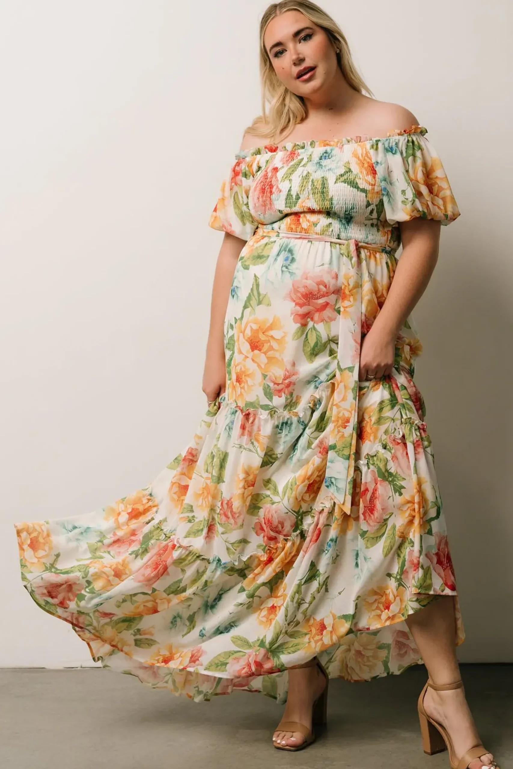 Baltic Born SALE|Britney Tiered Maxi Dress | Ivory Multi Floral