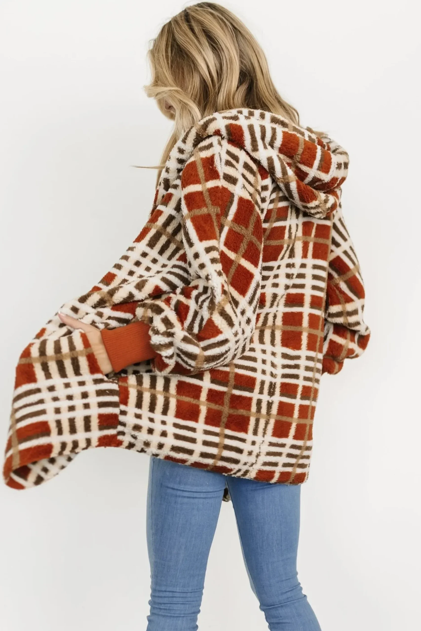Baltic Born outerwear|Brody Plaid Teddy Jacket | Rust Multi