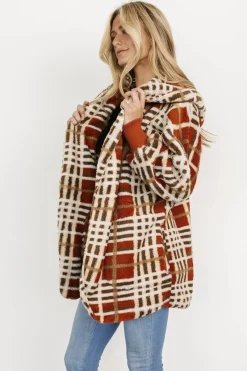 Baltic Born outerwear|Brody Plaid Teddy Jacket | Rust Multi