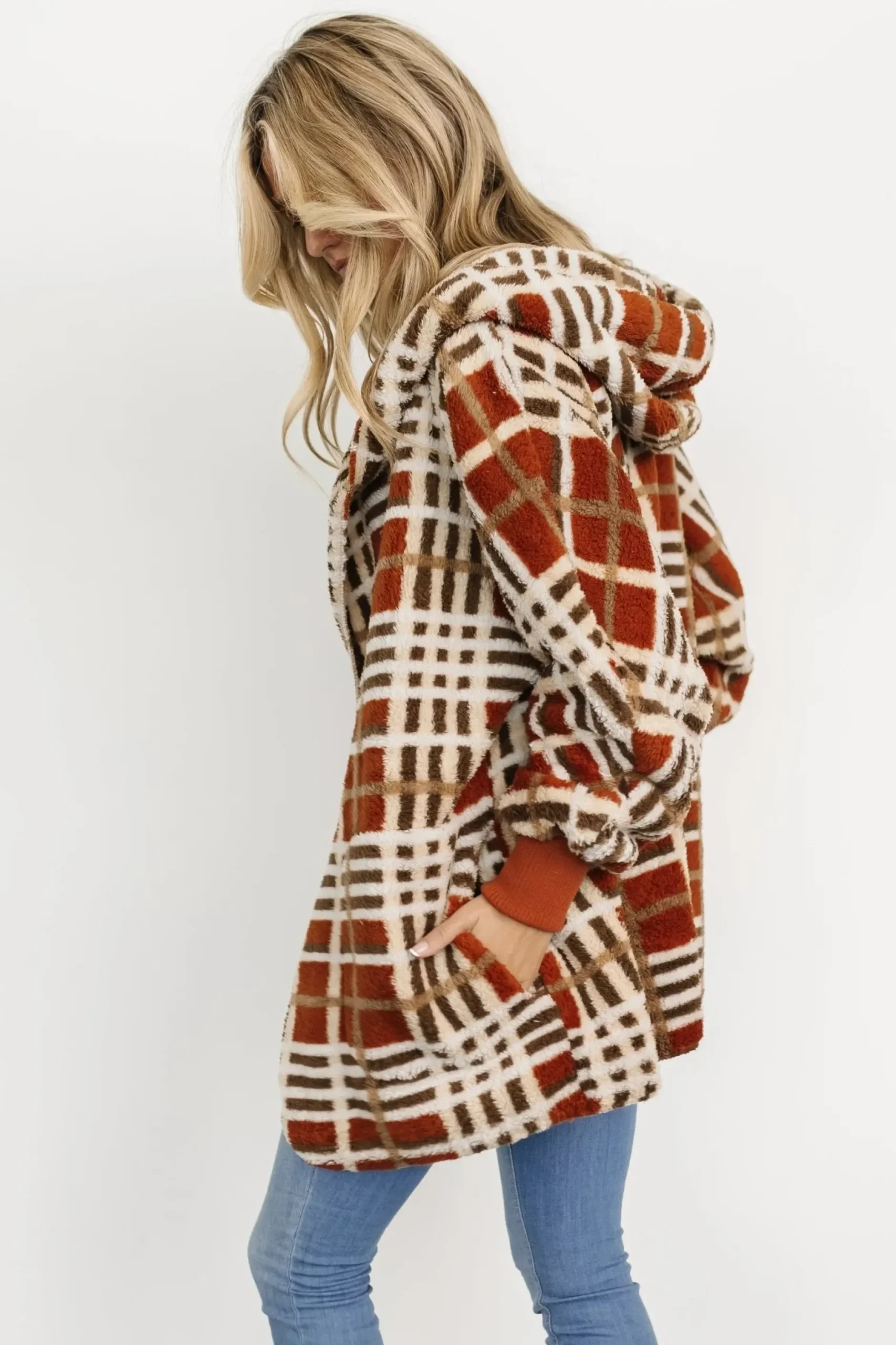 Baltic Born outerwear|Brody Plaid Teddy Jacket | Rust Multi