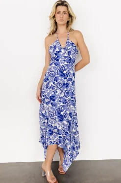 Baltic Born DRESSES|Camila Halter Maxi Dress | Blue + Ivory