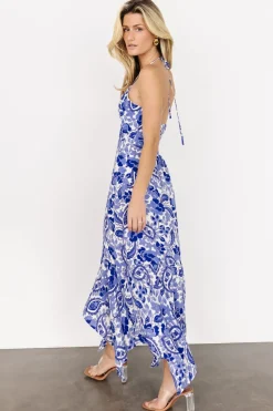 Baltic Born DRESSES|Camila Halter Maxi Dress | Blue + Ivory