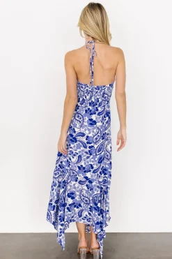 Baltic Born DRESSES|Camila Halter Maxi Dress | Blue + Ivory