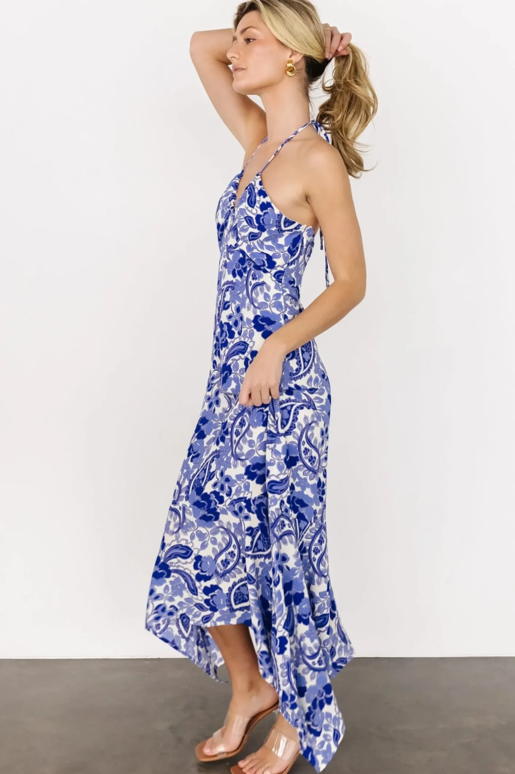 Baltic Born DRESSES|Camila Halter Maxi Dress | Blue + Ivory