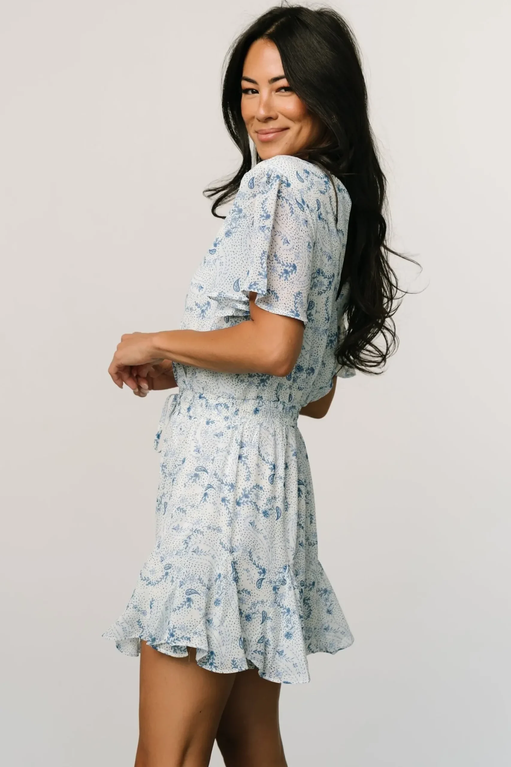 Baltic Born SALE|Candy Romper | Off White + Blue