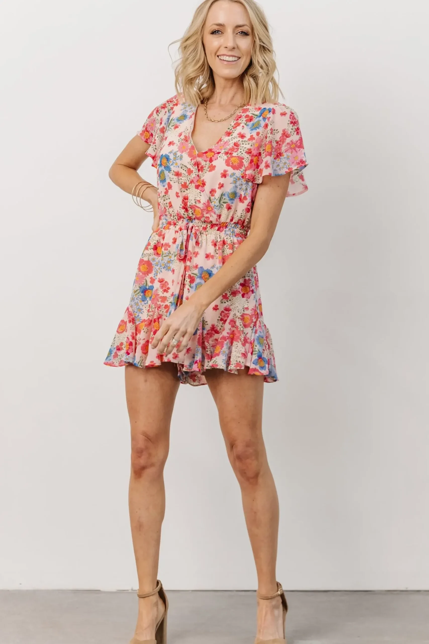 Baltic Born SALE|Candy Romper | Pink + Blue Floral