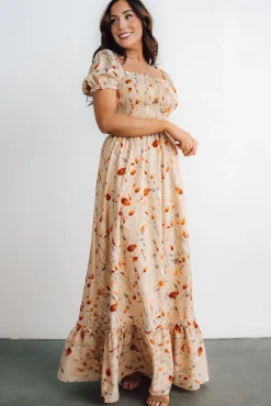 Baltic Born WINTER ESSENTIALS|Capri Smocked Maxi Dress | Golden Print