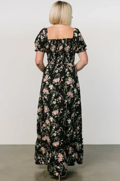 Baltic Born WINTER ESSENTIALS|Capri Smocked Maxi Dress | Black Garden Floral