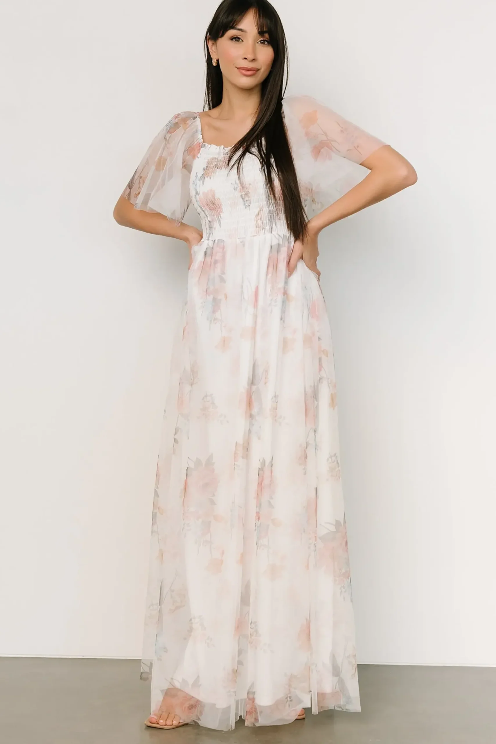 Baltic Born WEDDING SUITE|wedding guest|Cassandra Tulle Maxi Dress | White Multi
