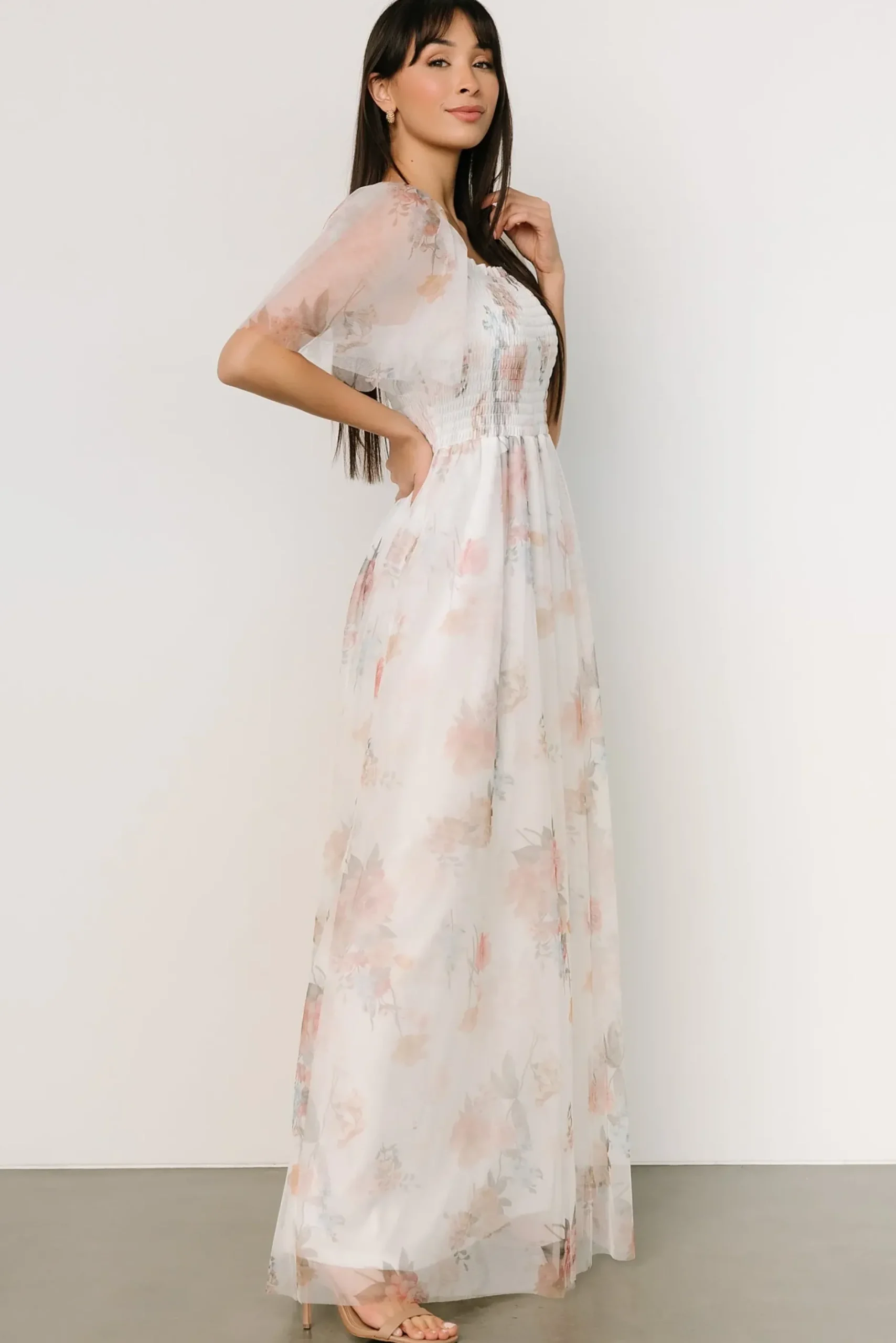 Baltic Born WEDDING SUITE|wedding guest|Cassandra Tulle Maxi Dress | White Multi