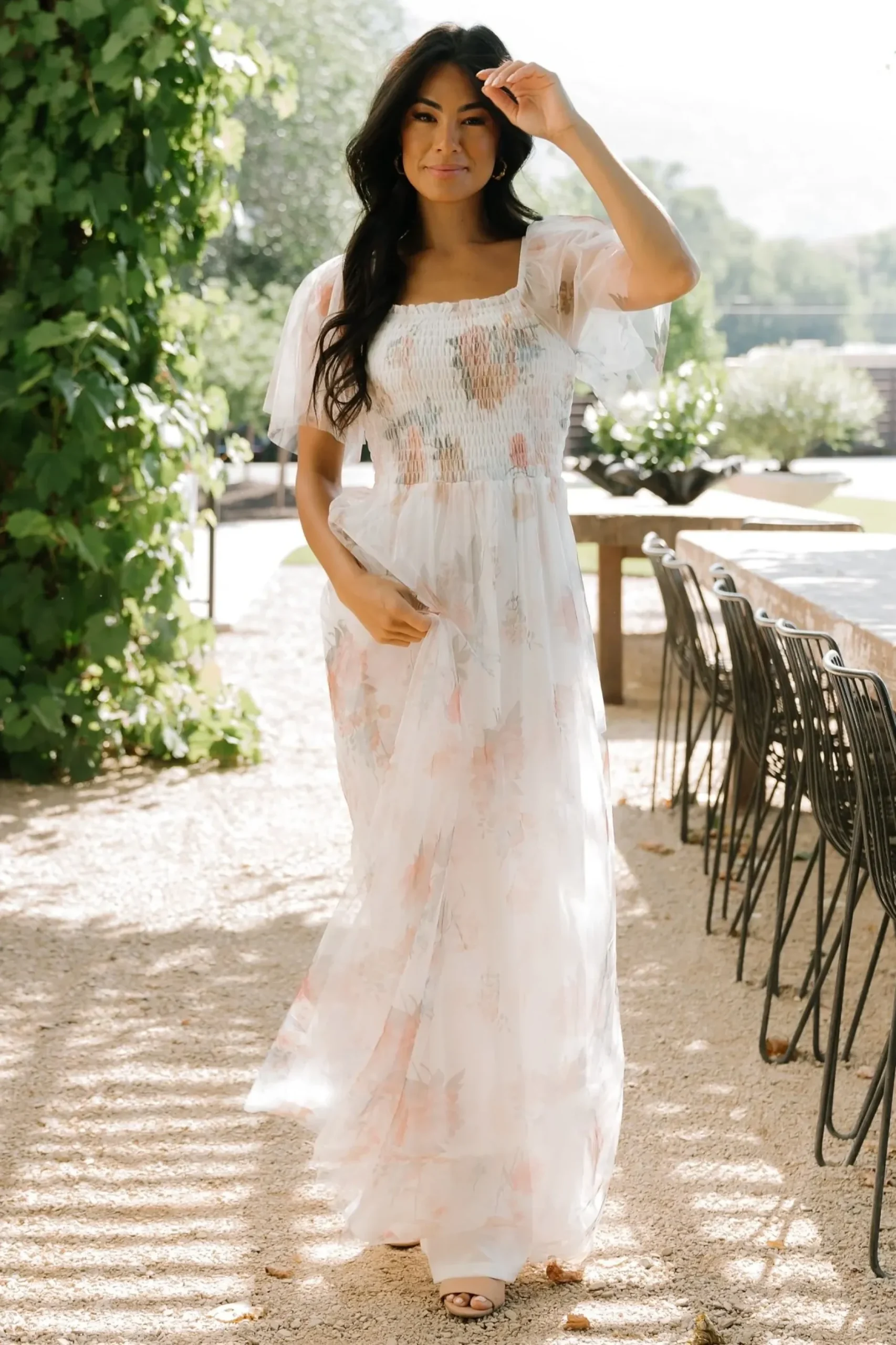 Baltic Born WEDDING SUITE|wedding guest|Cassandra Tulle Maxi Dress | White Multi