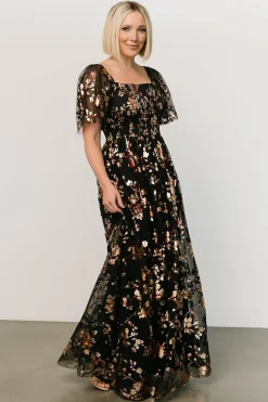 Baltic Born WEDDING SUITE|wedding guest|Cassandra Tulle Maxi Dress | Black Blossom