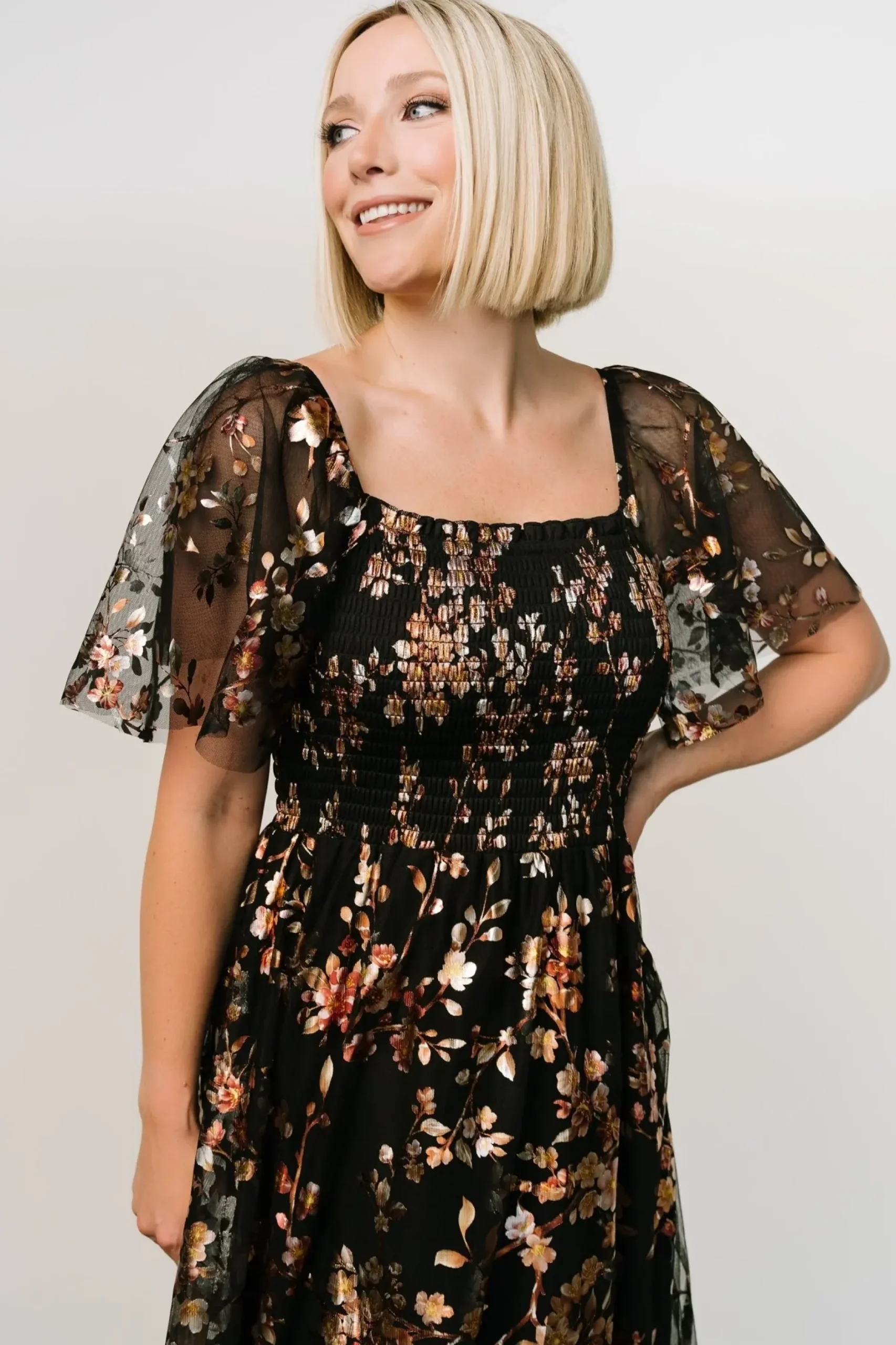 Baltic Born WEDDING SUITE|wedding guest|Cassandra Tulle Maxi Dress | Black Blossom
