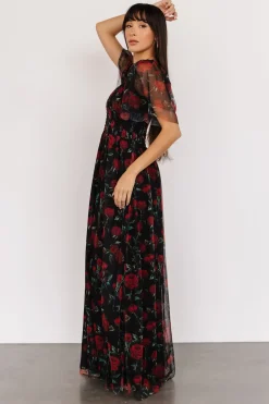 Baltic Born WEDDING SUITE|wedding guest|Cassandra Tulle Maxi Dress | Black + Red Rose