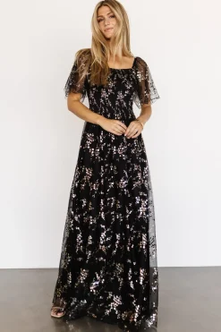 Baltic Born WEDDING SUITE|wedding guest|Cassandra Tulle Maxi Dress | Metallic Black