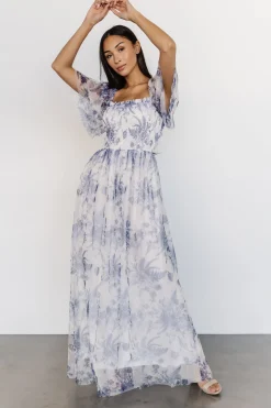 Baltic Born WEDDING SUITE|wedding guest|Cassandra Tulle Maxi Dress | Blue + White Floral