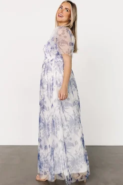 Baltic Born WEDDING SUITE|wedding guest|Cassandra Tulle Maxi Dress | Blue + White Floral
