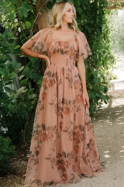 Baltic Born WEDDING SUITE|wedding guest|Cassandra Tulle Maxi Dress | Copper Floral