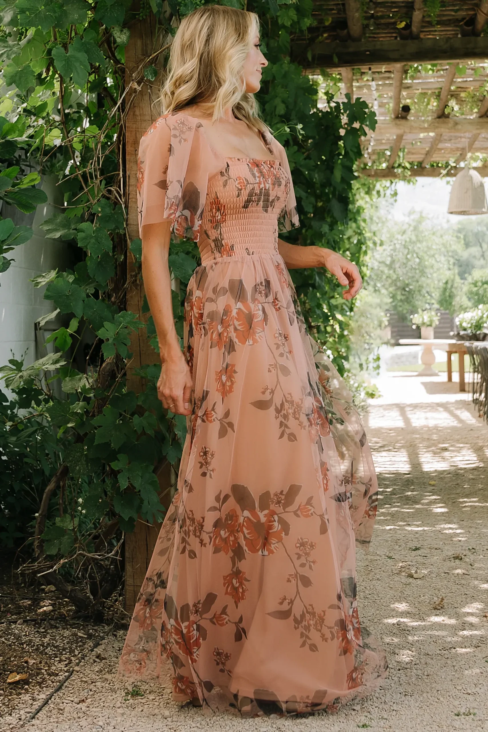 Baltic Born WEDDING SUITE|wedding guest|Cassandra Tulle Maxi Dress | Copper Floral