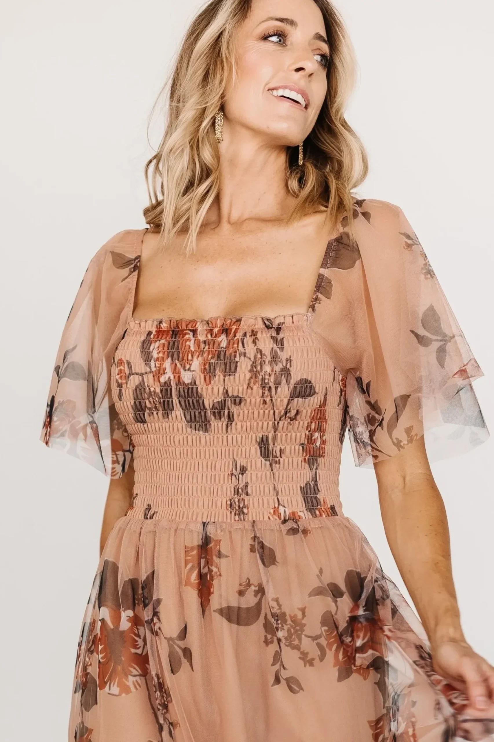 Baltic Born WEDDING SUITE|wedding guest|Cassandra Tulle Maxi Dress | Copper Floral