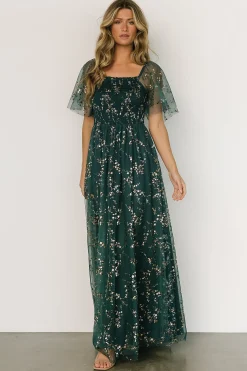Baltic Born WEDDING SUITE|wedding guest|Cassandra Tulle Maxi Dress | Green + Gold