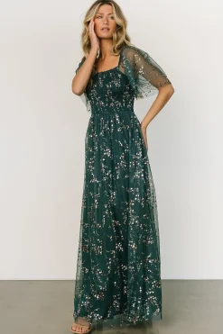 Baltic Born WEDDING SUITE|wedding guest|Cassandra Tulle Maxi Dress | Green + Gold