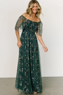 Baltic Born WEDDING SUITE|wedding guest|Cassandra Tulle Maxi Dress | Green + Gold