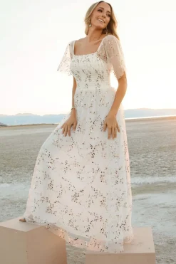 Baltic Born WEDDING SUITE|wedding guest|Cassandra Tulle Maxi Dress | Metallic White