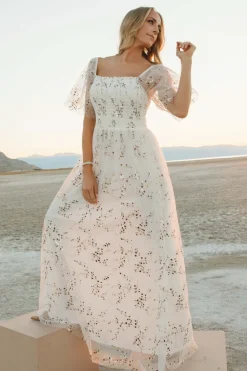 Baltic Born WEDDING SUITE|wedding guest|Cassandra Tulle Maxi Dress | Metallic White