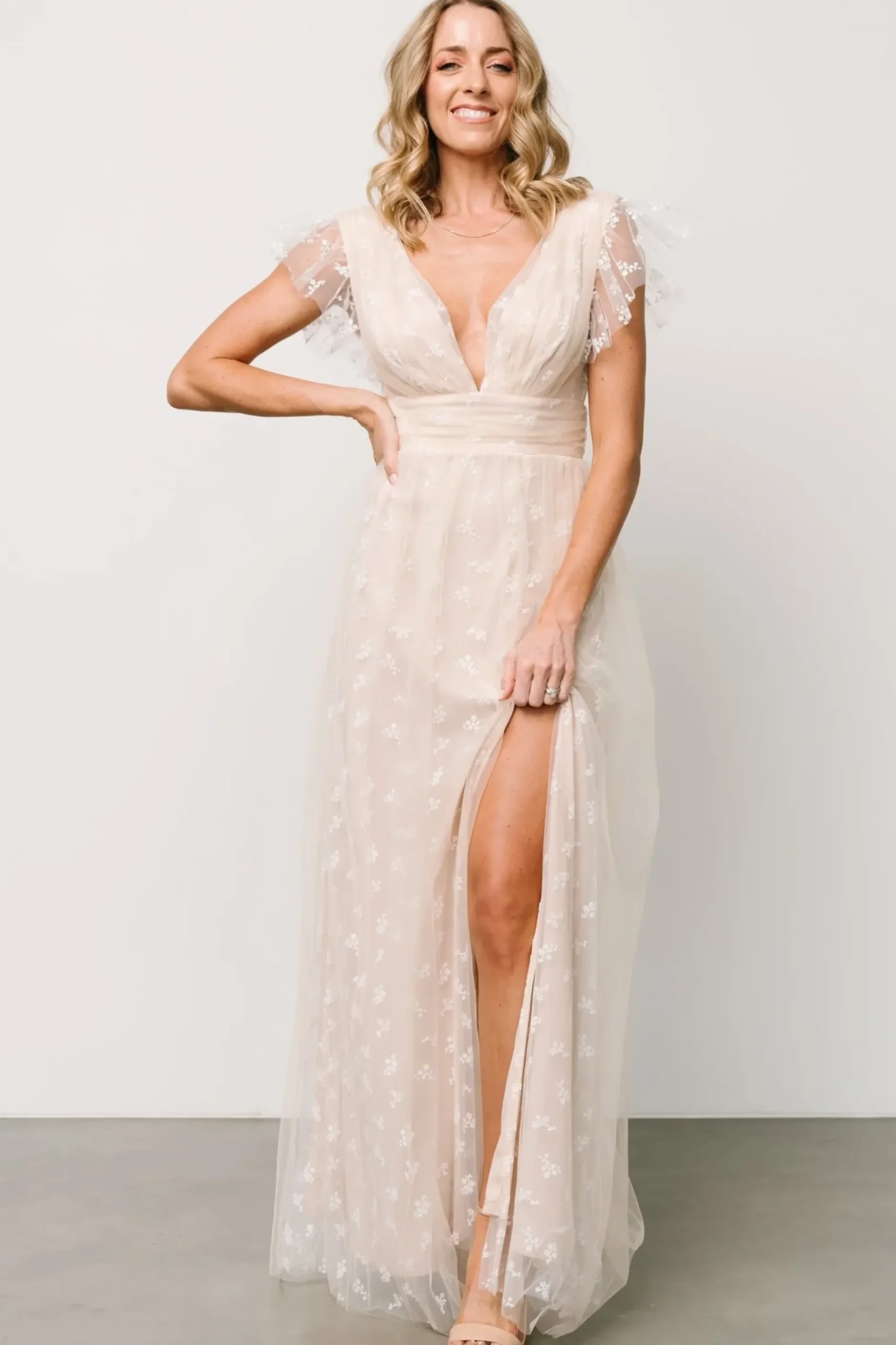 Baltic Born tulle styles|Caterina Tulle Maxi Dress | Natural + White