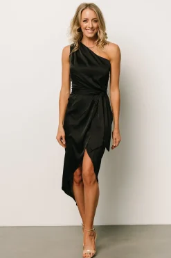 Baltic Born BEST SELLERS|Celia One Shoulder Midi Dress | Black