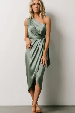 Baltic Born BEST SELLERS|Celia One Shoulder Midi Dress | Eucalyptus