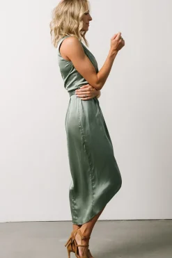 Baltic Born BEST SELLERS|Celia One Shoulder Midi Dress | Eucalyptus