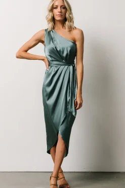 Baltic Born BEST SELLERS|Celia One Shoulder Midi Dress | Blue Sage