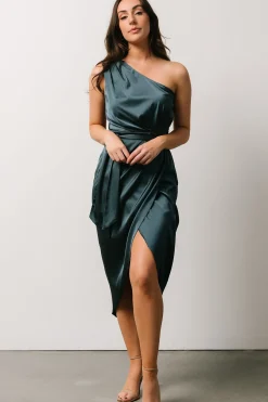 Baltic Born BEST SELLERS|Celia One Shoulder Midi Dress | Midnight