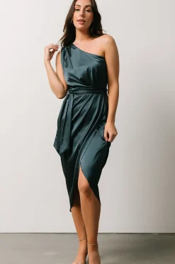 Baltic Born BEST SELLERS|Celia One Shoulder Midi Dress | Midnight