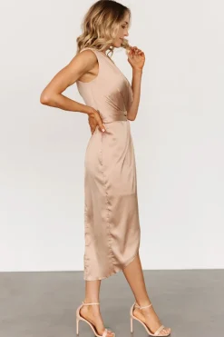 Baltic Born BEST SELLERS|Celia One Shoulder Midi Dress | Champagne