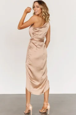 Baltic Born BEST SELLERS|Celia One Shoulder Midi Dress | Champagne