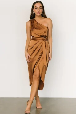 Baltic Born BEST SELLERS|Celia One Shoulder Midi Dress | Champagne