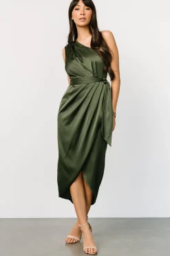 Baltic Born BEST SELLERS|Celia One Shoulder Midi Dress | Olive