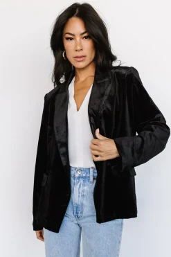 Baltic Born outerwear|Centennial Velvet Blazer | Black