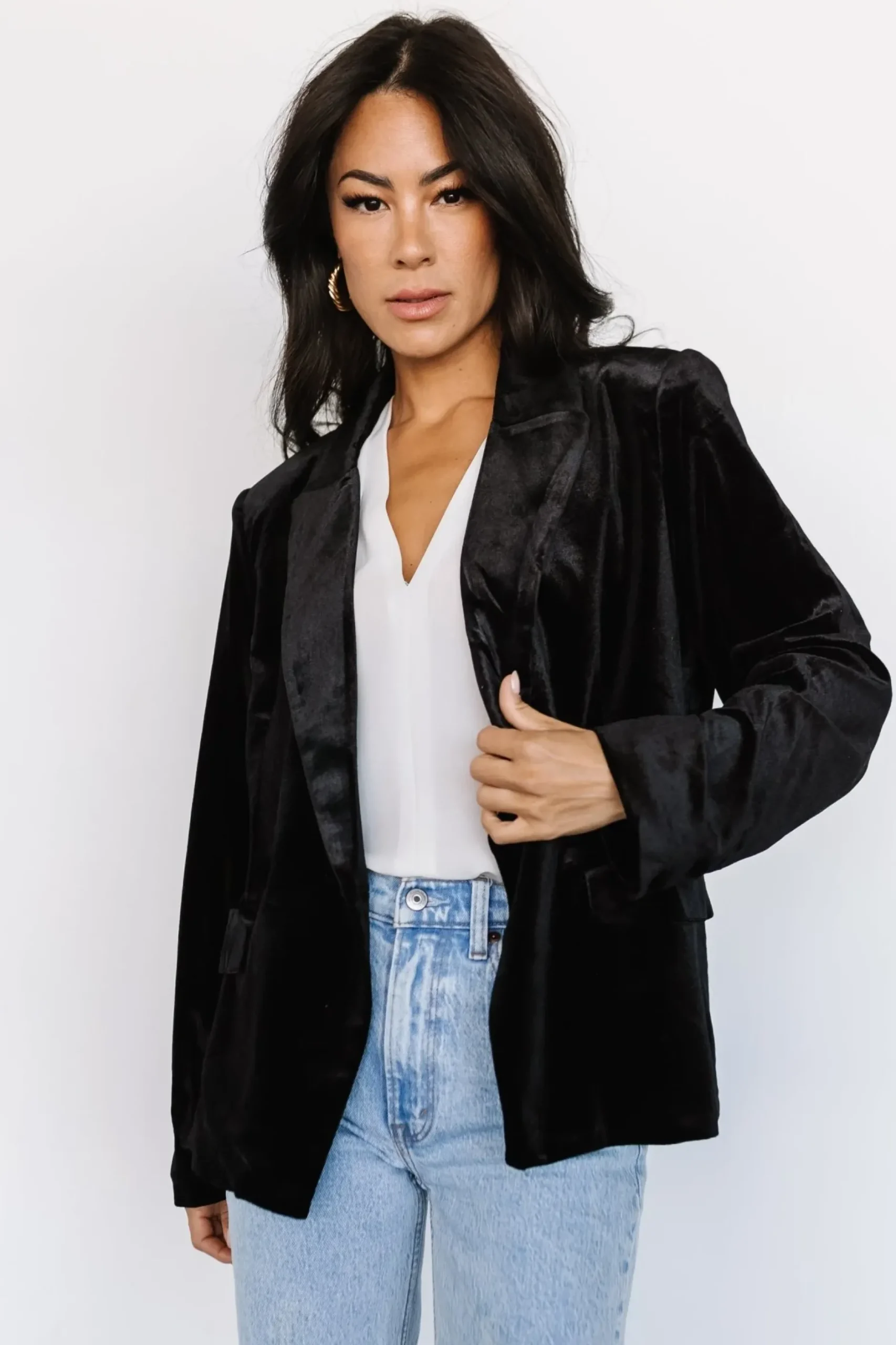 Baltic Born outerwear|Centennial Velvet Blazer | Black