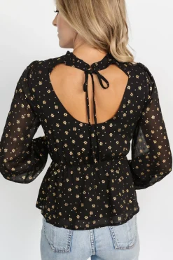 Baltic Born blouses + shirts|Chandra Peplum Top | Black + Gold