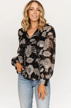 Baltic Born blouses + shirts|Charlotte Tie Blouse | Black + Cream