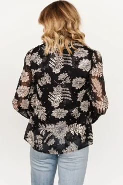 Baltic Born blouses + shirts|Charlotte Tie Blouse | Black + Cream