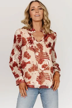 Baltic Born blouses + shirts|Charlotte Tie Blouse | Cream + Rust