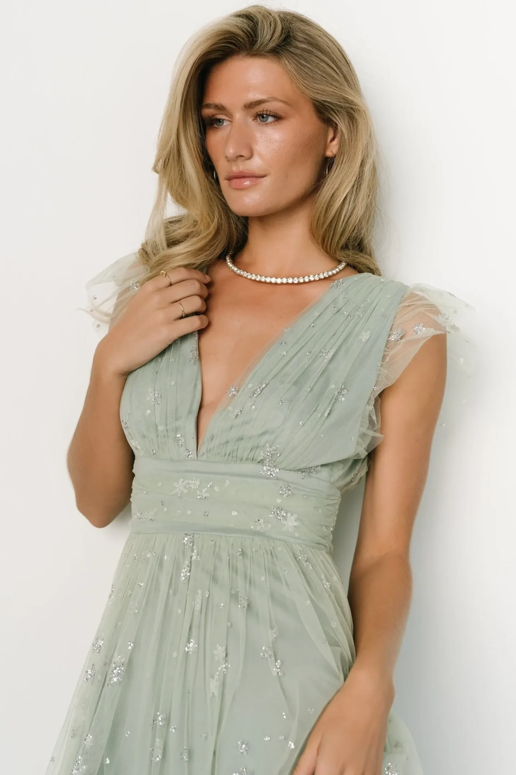 Baltic Born COMING SOON|Chiara Shimmer Midi Dress | Sage + Silver